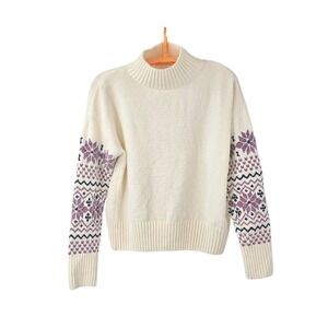 Christian Siriano NY Sweater Medium Fair Isle Snowflake Mock-Neck‎ Pullover